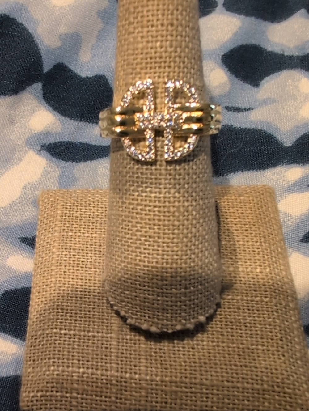 Yellow Gold Plated CZ Circle Split Ring